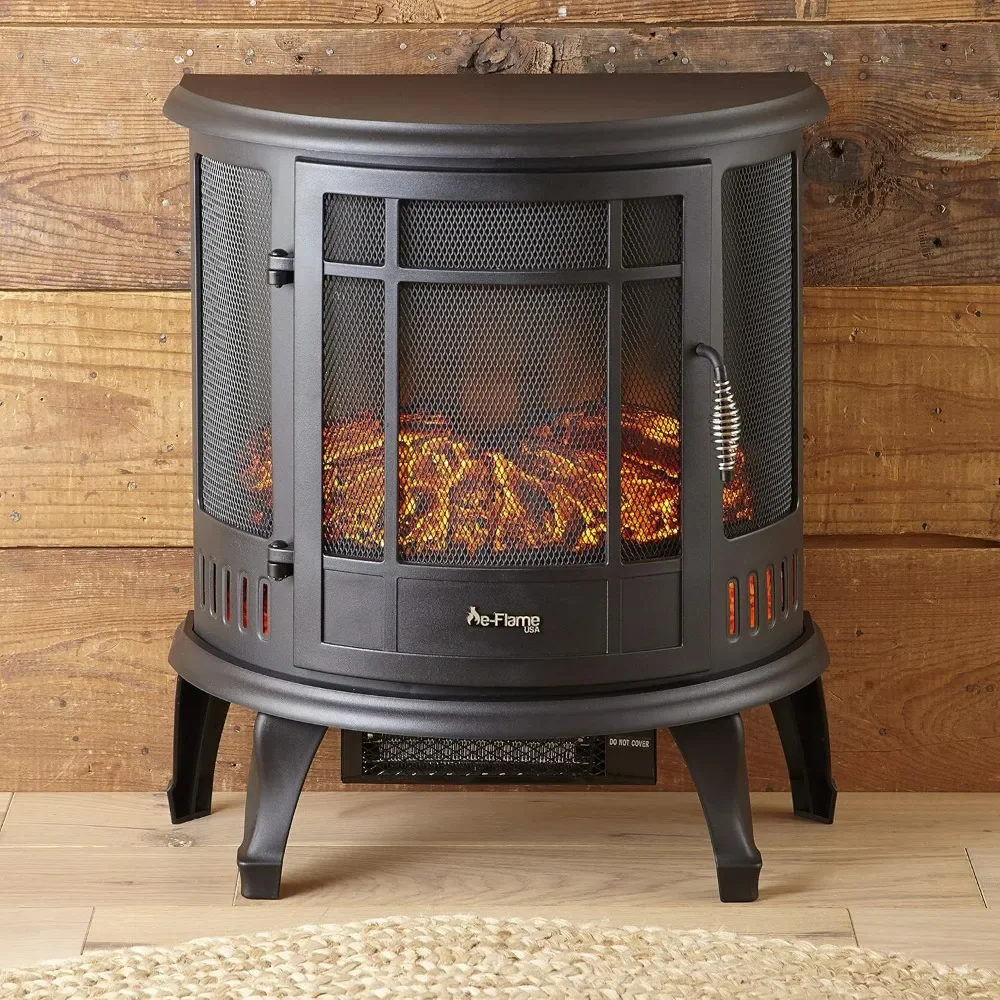 

Regal Freestanding Electric Fireplace Stove - 3-D Log and Fire Effect, Realistic Flames, Steel Chiminea for Patios and Backyards