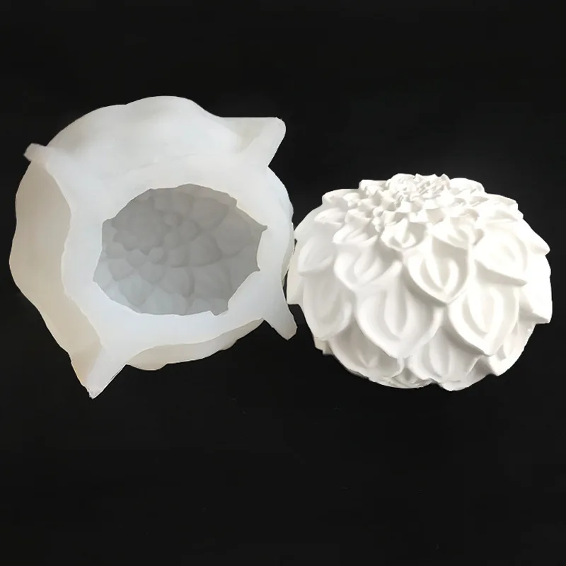 Flower Lotus Aroma Candle Handmade Soap Silicone Mold Flower Ball Diffuser Plaster Arrangement Silicone Moulds