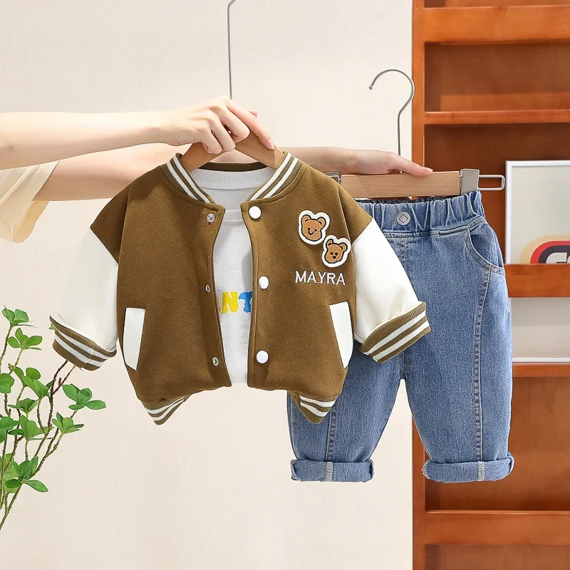 New Spring Autumn Fashion Baby Girls Clothes Suit Children Boys Jacket T-Shirt Pants 3Pcs/Sets Infant Clothing Kids Tracksuits