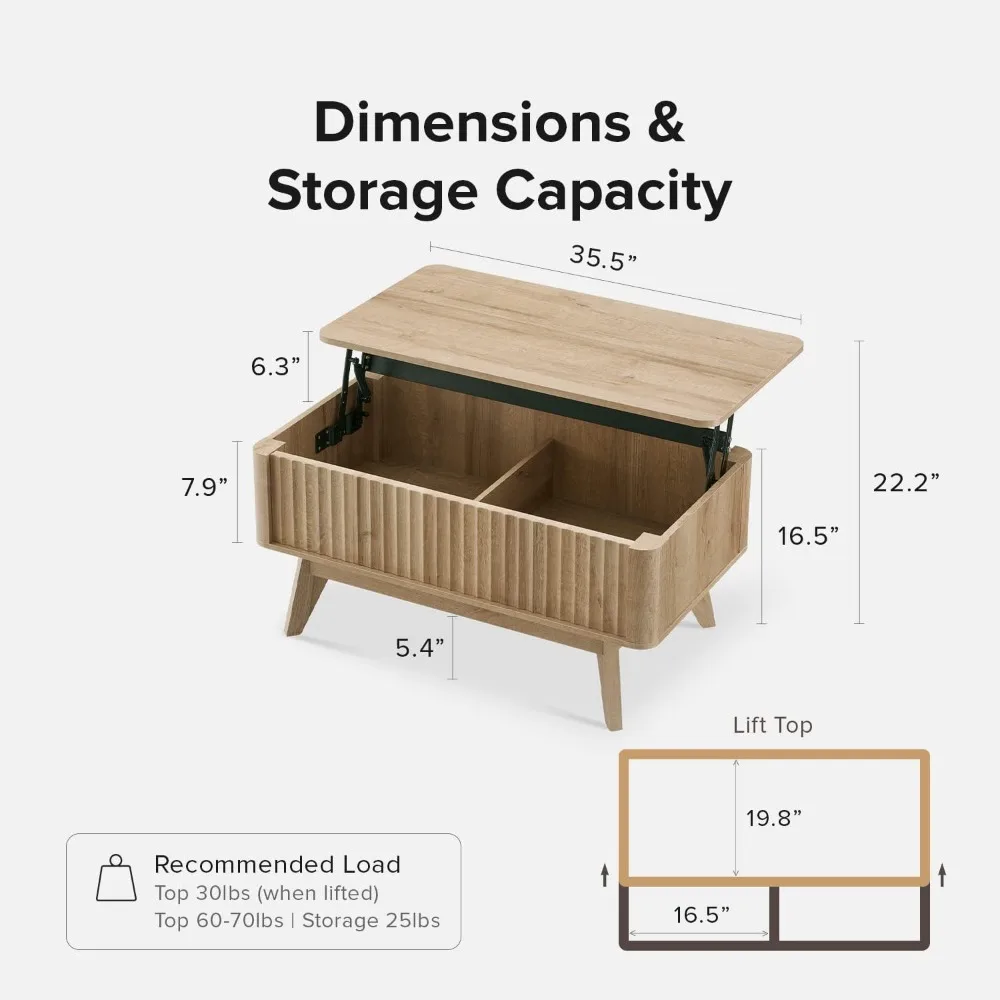 Moderner Couch tisch, Wohnzimmer lift, Mitte des Jahrhunderts, mit Lift platte und verstecktem Stauraum, Lift Esstisch (Eiche), Couch tisch