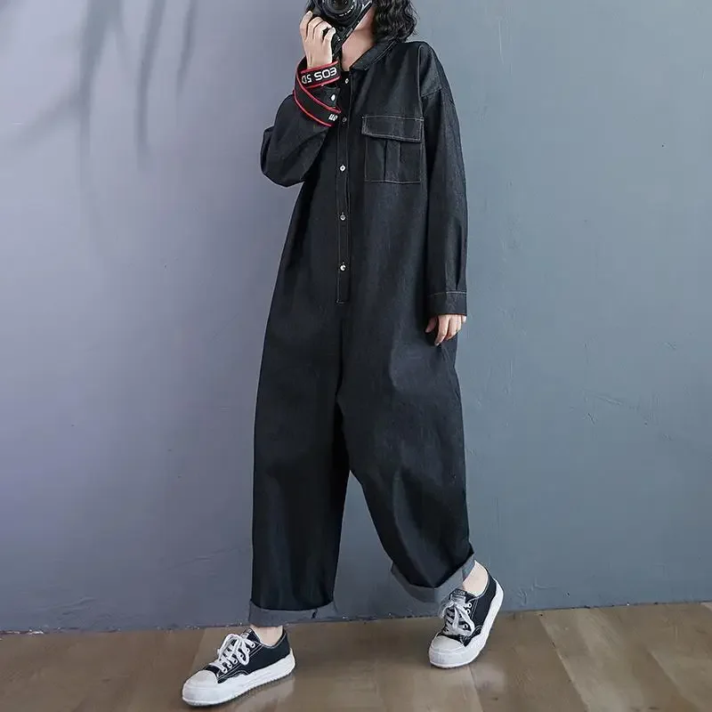 

Весенне-осенний новый женский ковбойский комбинезон 2024, свободный комбинезон для работы большого размера