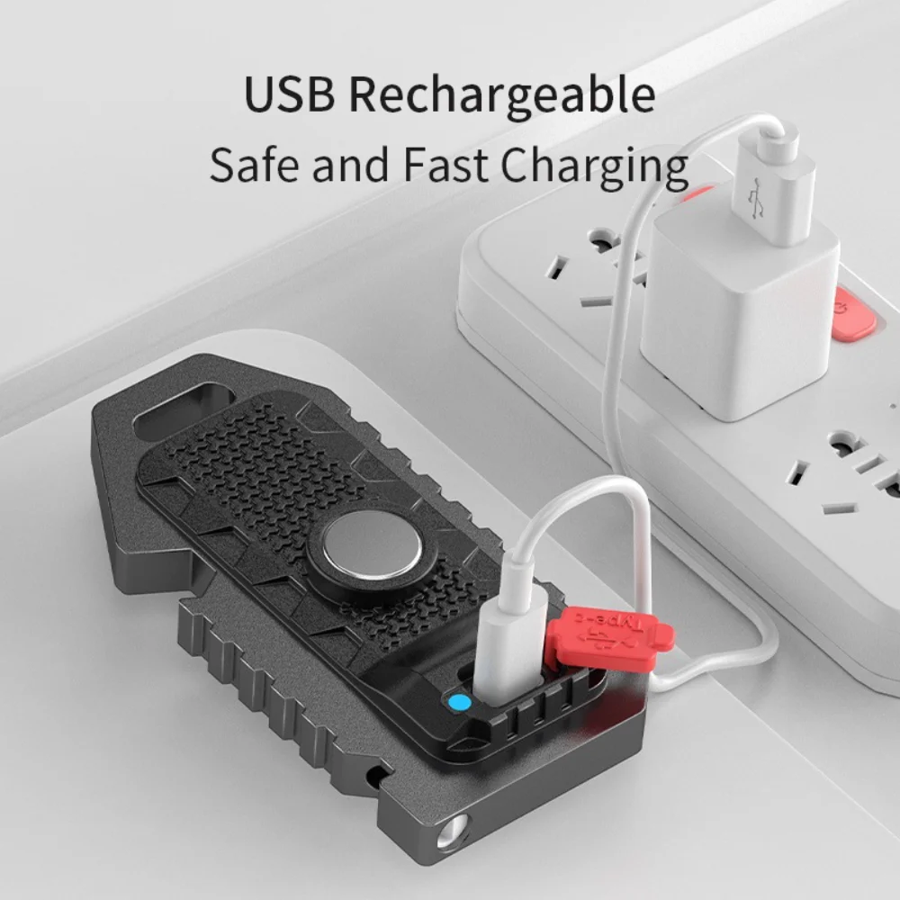 Type-C Charging Emergency Lamp, Mini Work Light, Small Flashlight, Keychain Cob, Multifunctional Safety Hammer, Survival Whistle