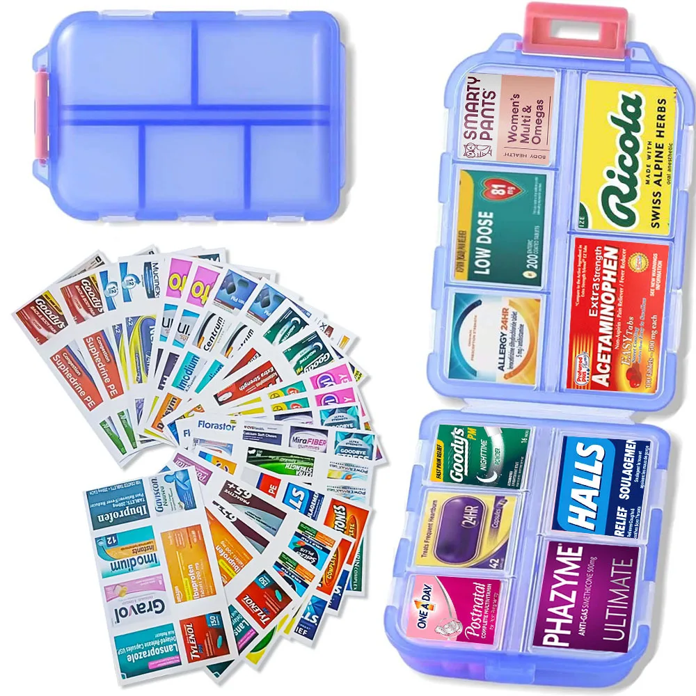 Sticker Waterproof And Moisture-proof One Week Plastic Small Medicine Box With Label  Compartment Travel Capsule Sealed Box