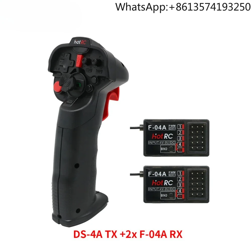 

HotRC DS-4A 2.4G 4 Channel Single Hand RC Radio Transmitter with 4Ch Receiver for RC Car boat Drone Airplane