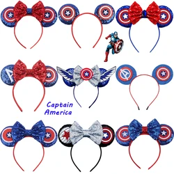 Marvel Captain America Headbands for Women Mickey Ears Hair Accessories Kid Avengers Captain America's Shield Hairband Girl Gift
