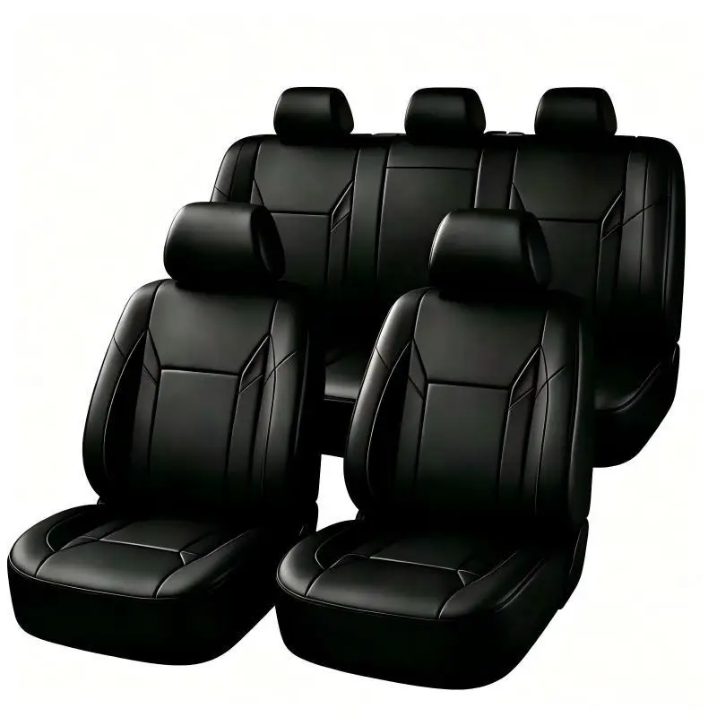 Universal Fit PU Leather Car Seat Covers Full Set, Soft Foam Cushion Padded, Hand Washable Front Rear Seats for Cars Trucks SUVs