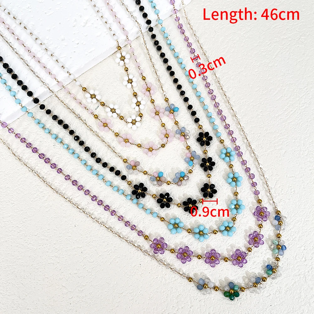 1piece Vintage-Inspired Woven Stainless Steel Crystal Chain With Daisy Accents Fresh Retro Style Finished Bracelet And Necklace