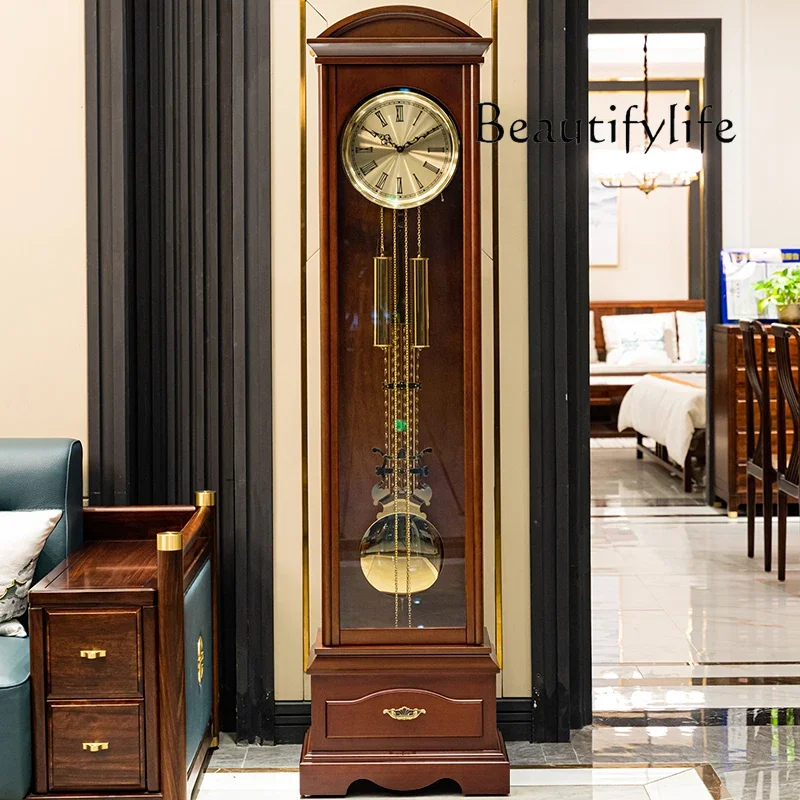 New Chinese floor clock Living room European retro large seat clock Mechanical American pendulum clock Simple