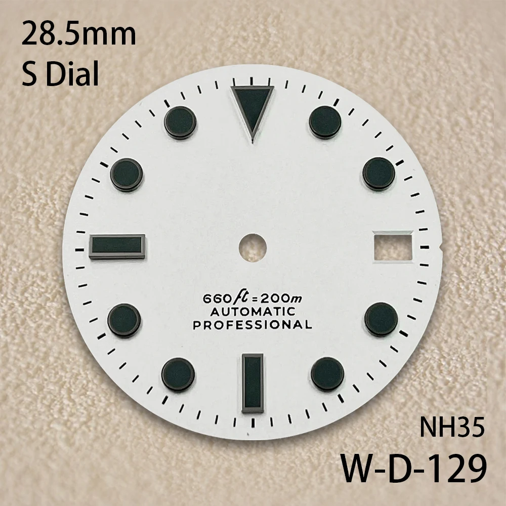 28.5mm S Logo SUB Wijzerplaat Fit NH35/NH36/4R/7S Japanse Beweging Zwart/Wit hoogwaardige Horloge Gemodificeerde Accessoires