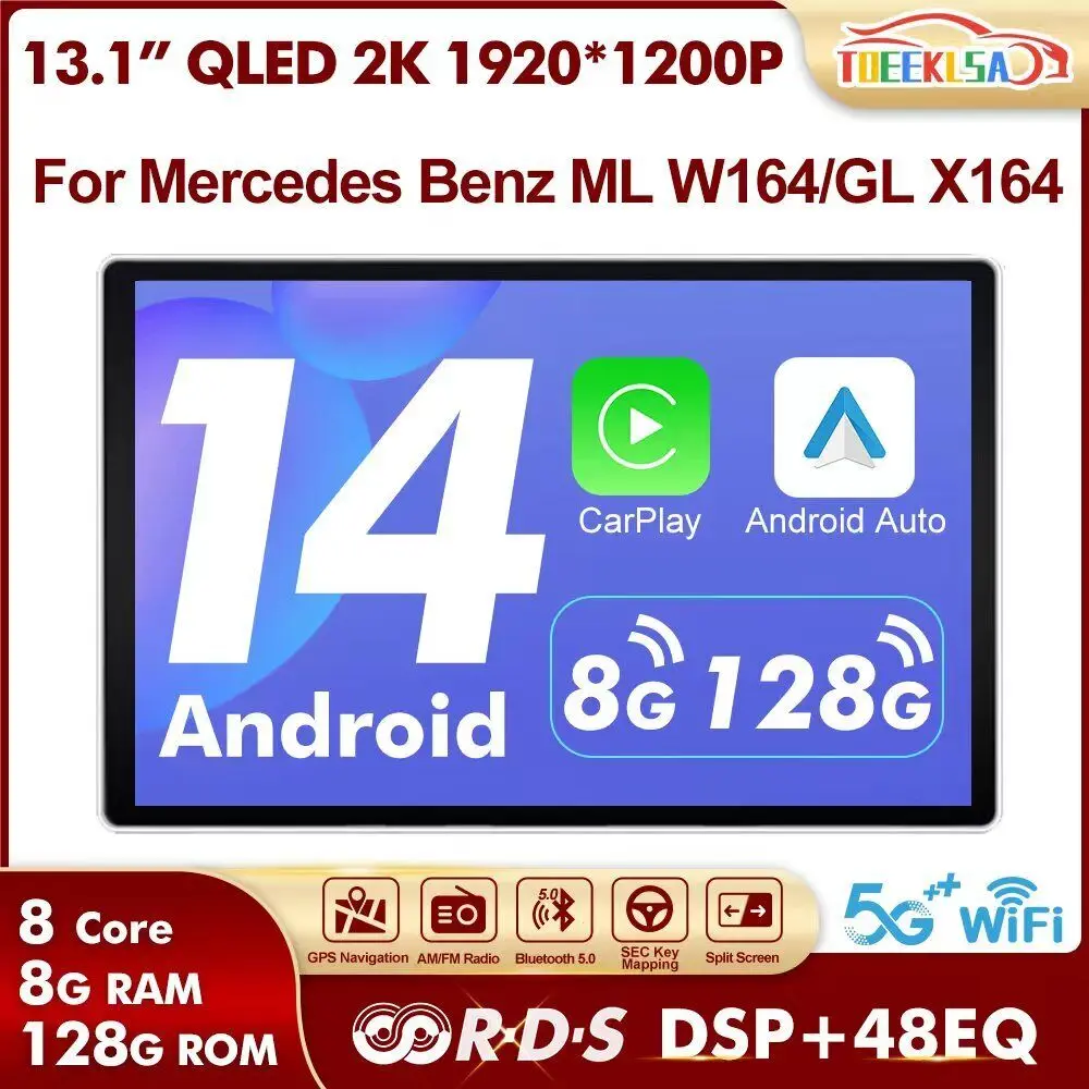 

13.1" Smart Screen Android 14 Car Radio For Mercedes Benz ML W164/GL X164 Multimedia Player Auto Stereo Autoradio Carplay WIFI