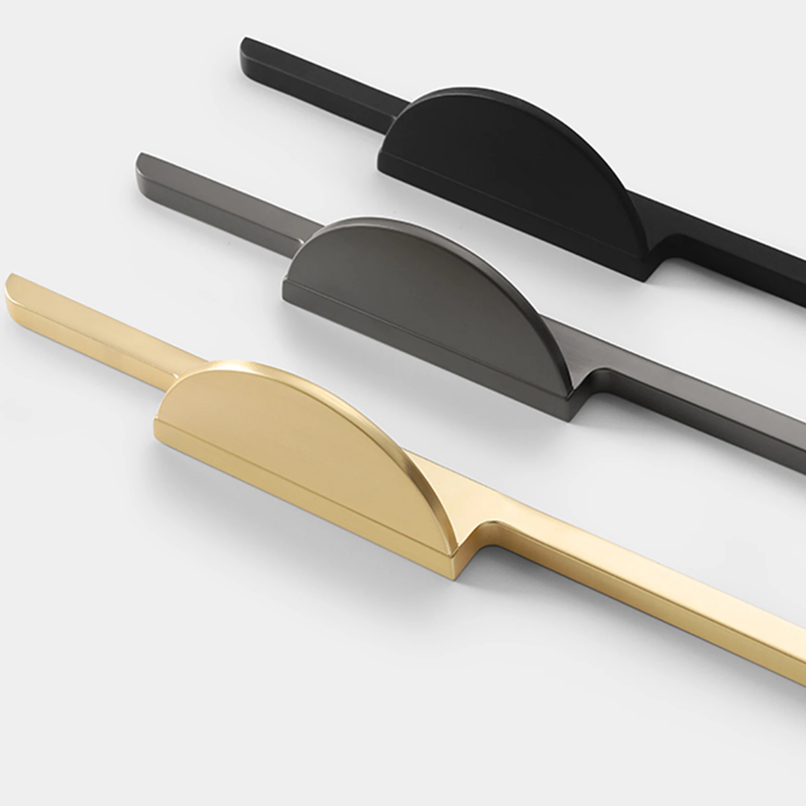 Полукруглая ручка для мебели, 1 шт., Полукруглая, из сплава, с винтом, ручка 190/319 мм, твердый сплав, черный/золотой/серый, минималистичный, современный