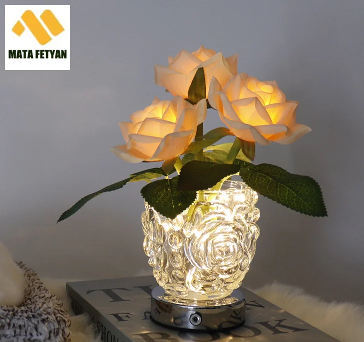 

Nightlight champagne rose lamp led creative romantic table lamp atmosphere lamp birthday gift bedroom bedside