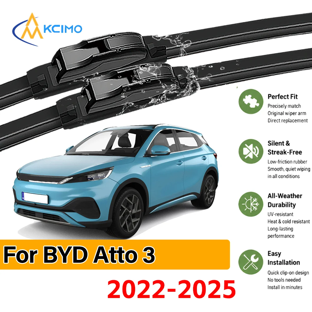 2 Stück Auto-Frontscheibenwischer für BYD Atto 3 2022-2025 Kristallklare Sichtbarkeit & Verbesserte Fahrsicherheit – Detail 1