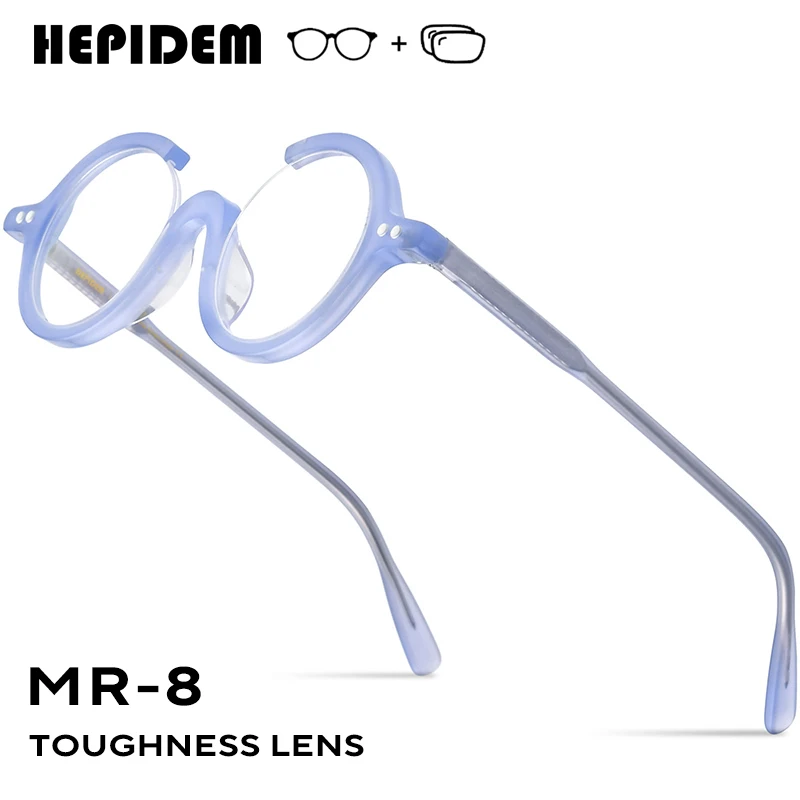 HEPIDEM Progressieve Bril Anti-Blauw Meekleurende Bijziendheid Optische Lenzen Brillen Vrouwen Acetaat Ronde Brillen 191 - afbeelding 1