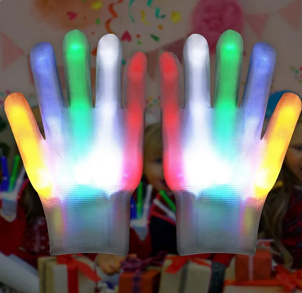 

LED Luminous Gloves Night Running Cheer Stage Show Performance Halloween Bar Night Club Fluorescent Light Props Glowing Fingers