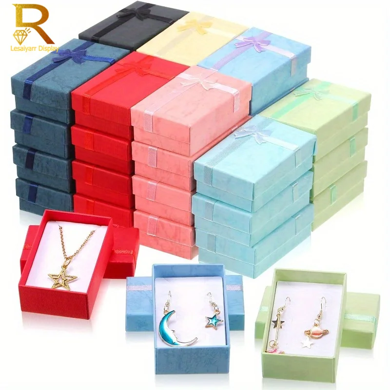 24 pcs High Quality Paper Ring Necklace Set Jewelry Necklace Earrings Rectangular Package Gift Box 5*8*2.5cm