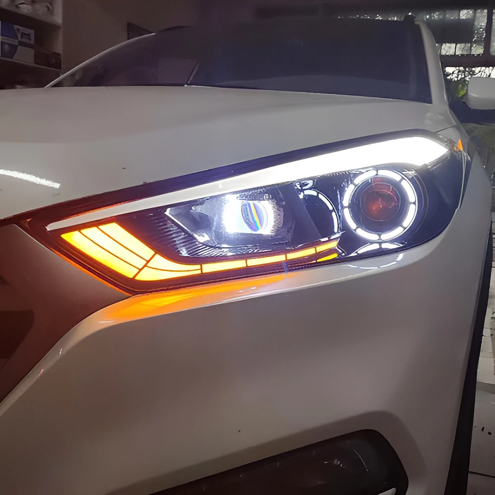 Car Front Lamps For Hyundai Tucson 2015-2018 LED Auto Headlights Assembly Upgrade Demon Eyes Style Projector Lens Accessories
