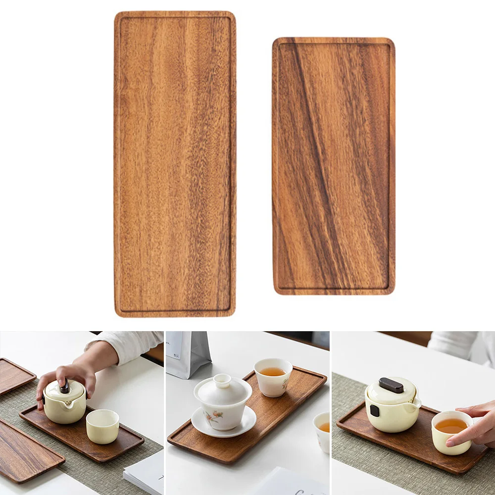 Musowood Acacia Small Serving Rectangle Wooden Tea Tray Table Plate Snacks Food Storage Dish for Hotel Home DecortionTray xqmg