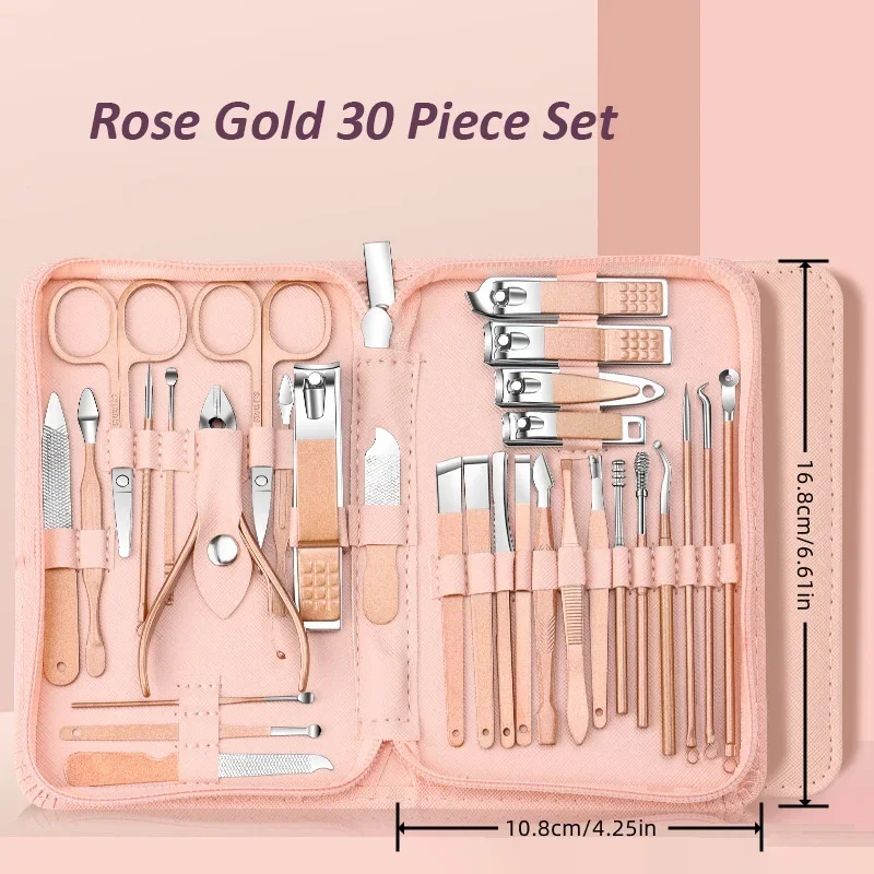 30 stuks professionele roestvrijstalen nagelknipper set groene nagelgereedschappen manicure pedicure set van 30 stuks reisverzorgingsset