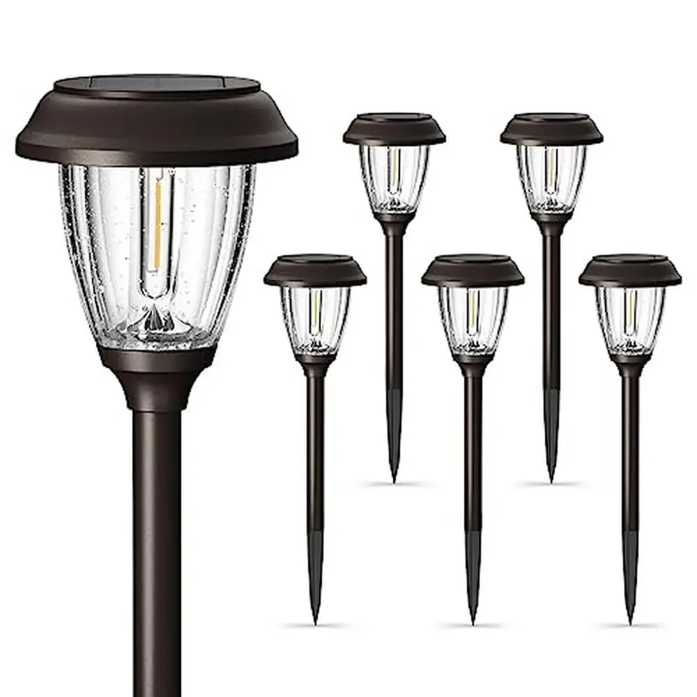 Solar Outdoor Garden Lights LED Glass Metal IP65 Waterproof Powered Yard 10/25 LM 2 Lighting Modes Winter Summer Flowers Path