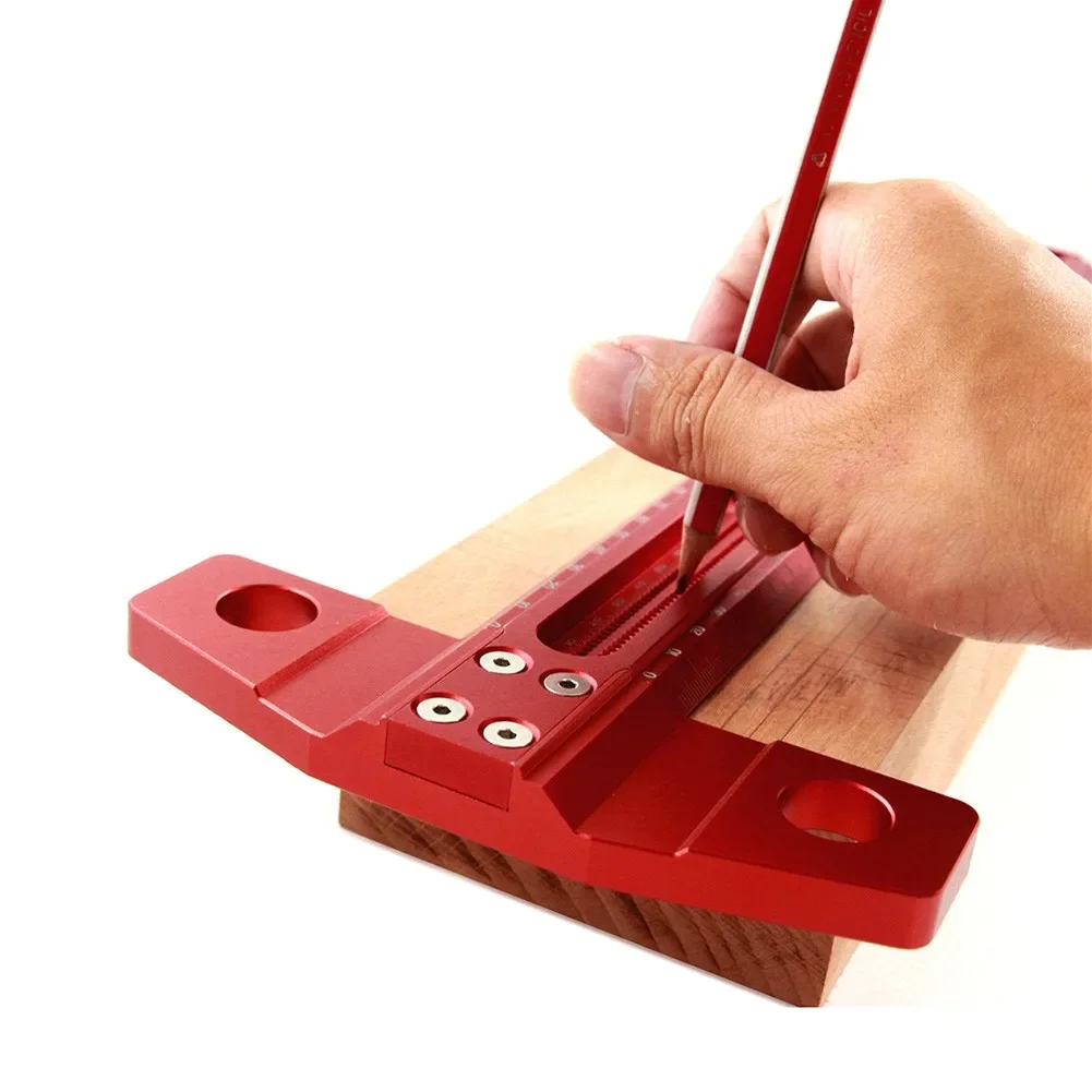 Aluminum Alloy T-Ruler Woodworking Hole Scribing Ruler Marking T-Ruler Measuring Tool Precision Scribe Marking Gauge