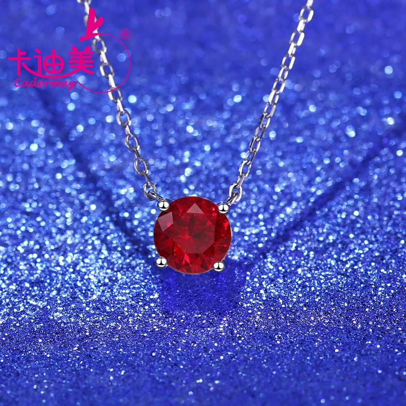 

Колье CADERMAY из стерлингового серебра S925 с выращенным в лаборатории рубином цвета «голубиная кровь» 6,5 мм с включениями, для женщин