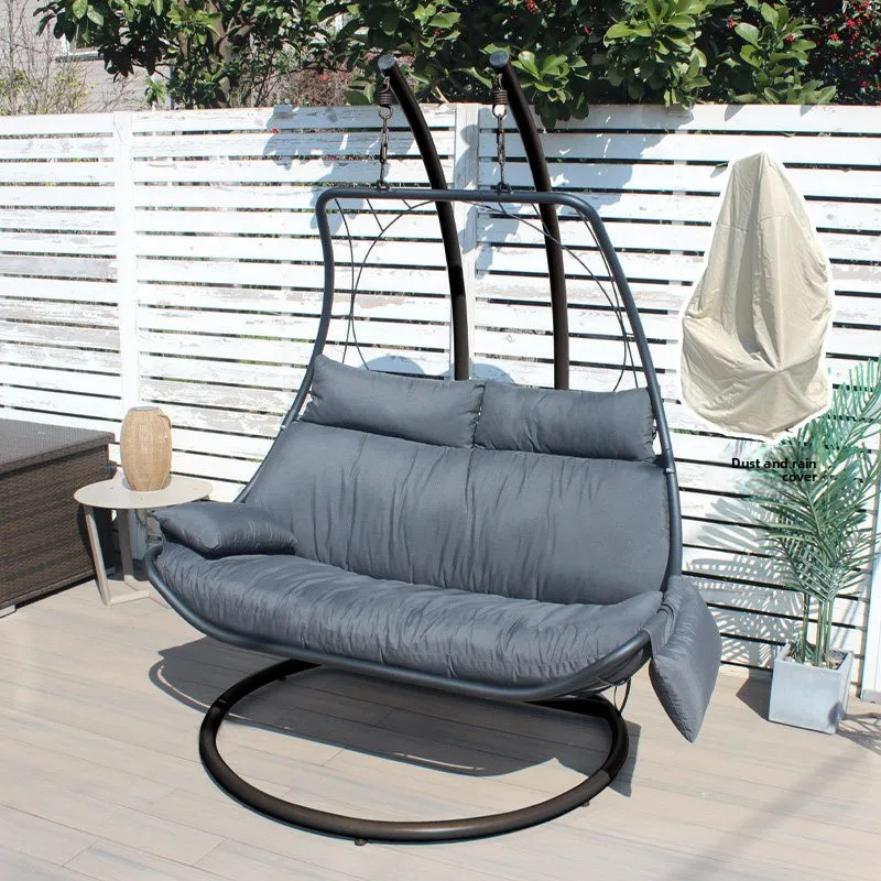 #Double Rattan Bird Nest Hanging Swing Chair, Outdoor Leisure Cradle Hammock Seat for Patio Balcony Backyard Home Garden