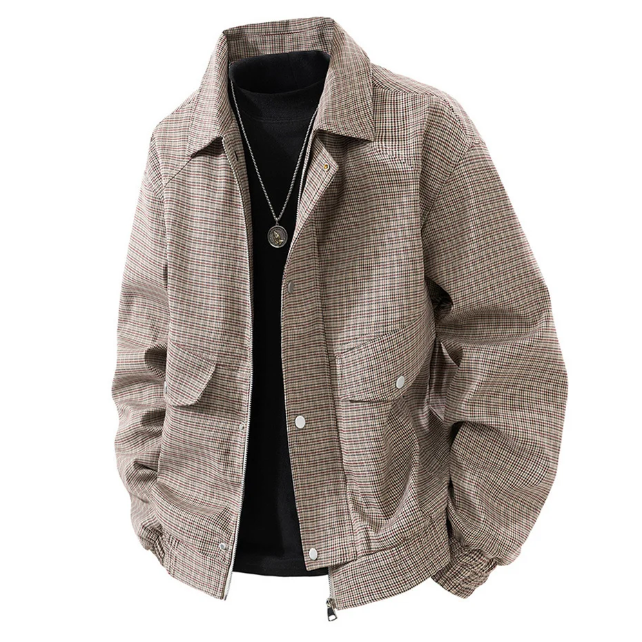 8XL Plus Size Cargo Jacket Men Spring Autumn Coat Fashion Casual Plaid Jacket Coat Male Outerwear Outdoor