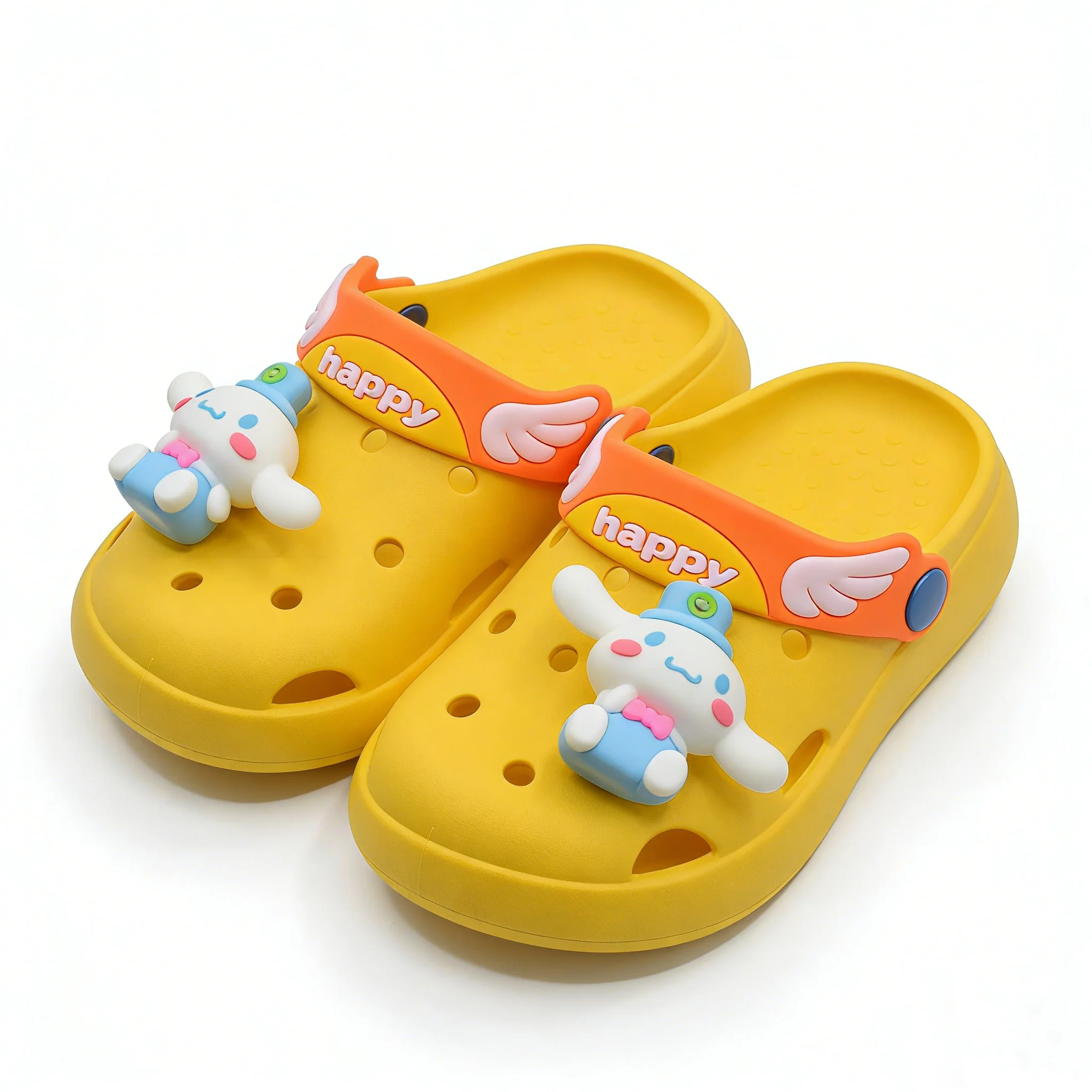 

Sanrio Kids'Slippers Sandals Cinnamoroll PVC Home Slipper For Children Anti-slip Thick Bottom Blue Yellow Size 22-33 3799