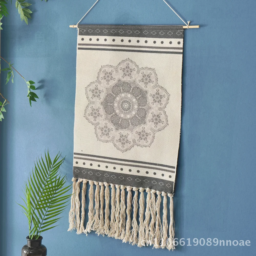 

Ручной современный минималистичный гобелен с кисточками INS стиль украшение стены сетка красный фон прямоугольный геометрический абстрактный