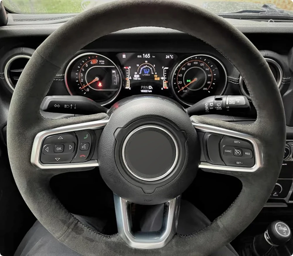Alcantara Real Leather Steering Wheel Cover Black Thread Car Steering Wheel Wrap Car Accessoires for Jeep WRANGLER GLADIATOR