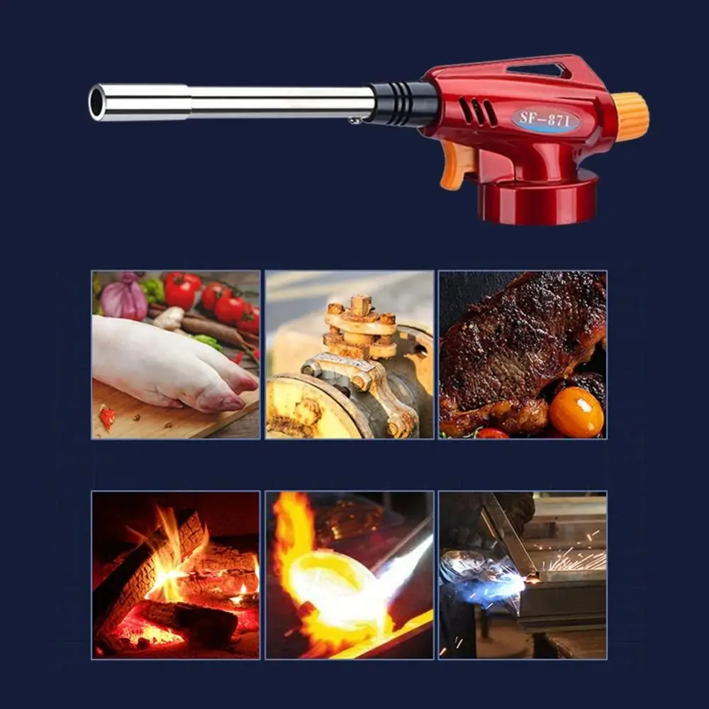 High Temperature Resistance Flamethrower Portable Domestic Portable Flamethrower 20cm Adjustable Camping Fuel Blow Torch Kitchen