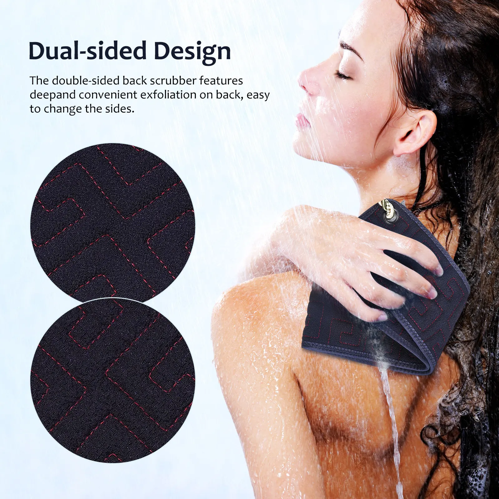 

Двусторонняя мочалка-скрабер для спины, отшелушивающая, для душа и ванны, с ремешком, для мытья тела