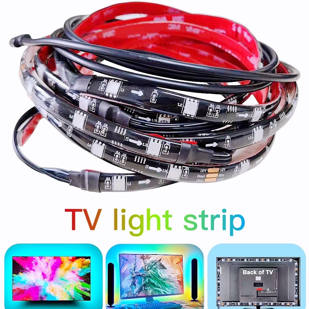 4sided 3sided WS2811 LED strip light for smart ambient TV Led backlight 4K HDMI2.0 device sync box suitable for 40-85inch screen