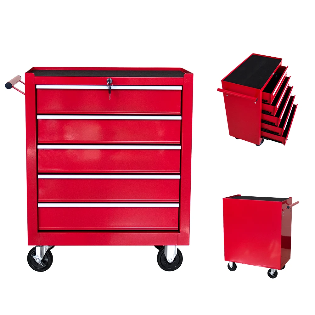 HPDMC Rolling Garage Workshop Tool Organizer 5 Drawer Tool Chest Tool Storage Cabinet for Garage Storage with 4 Wheels