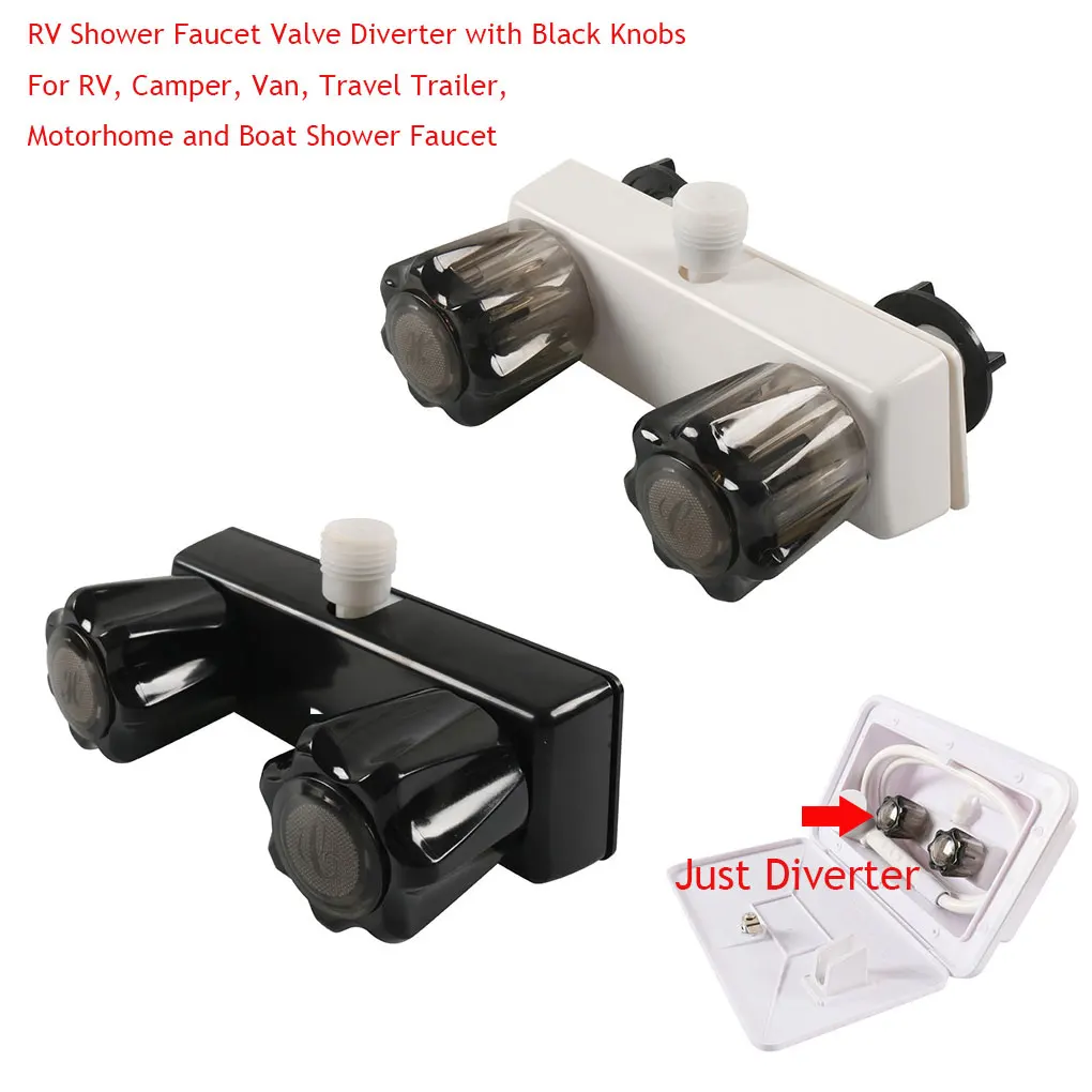 RV Shower Faucet RV Shower Faucet Diverter RV Shower Faucet Valve Diverter With Black Knobs Black