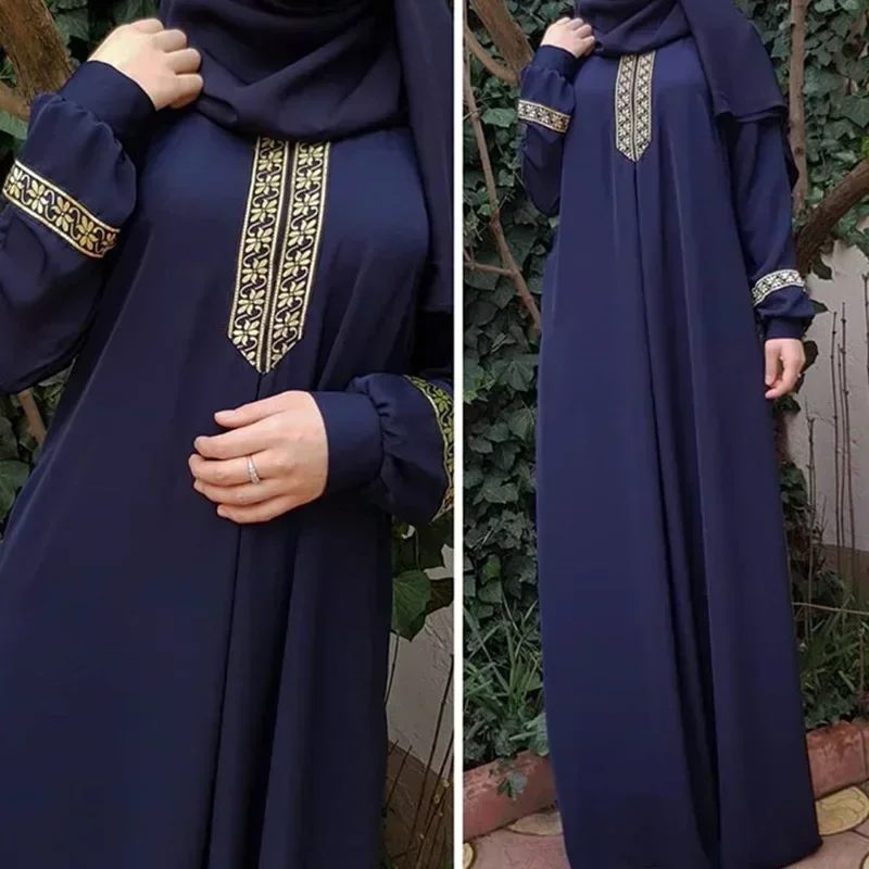 Casual Woman Dress Muslim Woman Abaya Islamic Clothing Abaya Dubai Turkish Indoneisa Islam National Style Print Loose Long Dress