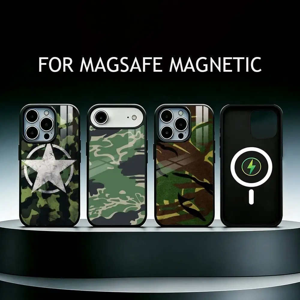 Camouflage C-Camo Military Army Phone Case For iPhone17,16,15,14,13,12,11 Plus,Pro Supports Magnetic Wireless Charging