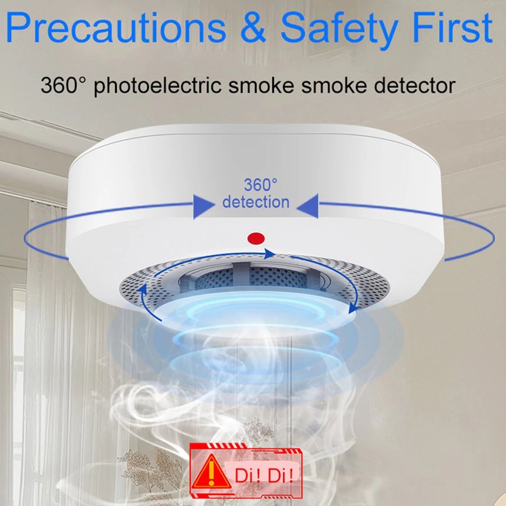 PGST-Sensor Detector de humo independiente, sistema de alarma contra incendios para seguridad de la oficina en el hogar, alarma de humo, protección contra incendios