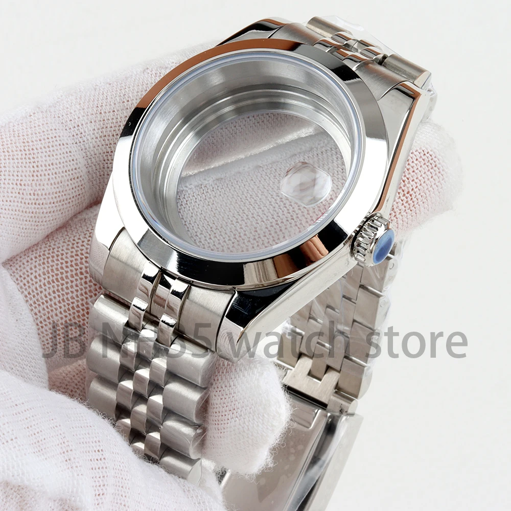 36mm/39mm NH35 Case Silver Soild Stainless steel Sapphire Glass Waterproof Watch Cases for Datejust NH35 NH36 Automatic Movement image 2