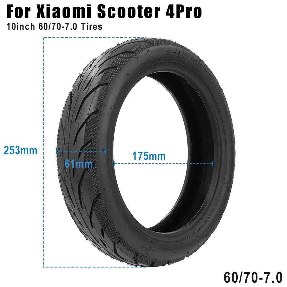 For Xiaomi 4 Pro Electric Scooter 10 Inch Anti-Explosion Vacuum Tubeless Tire 60/70-7.0 Wear Resistant Replacement Tyre Parts