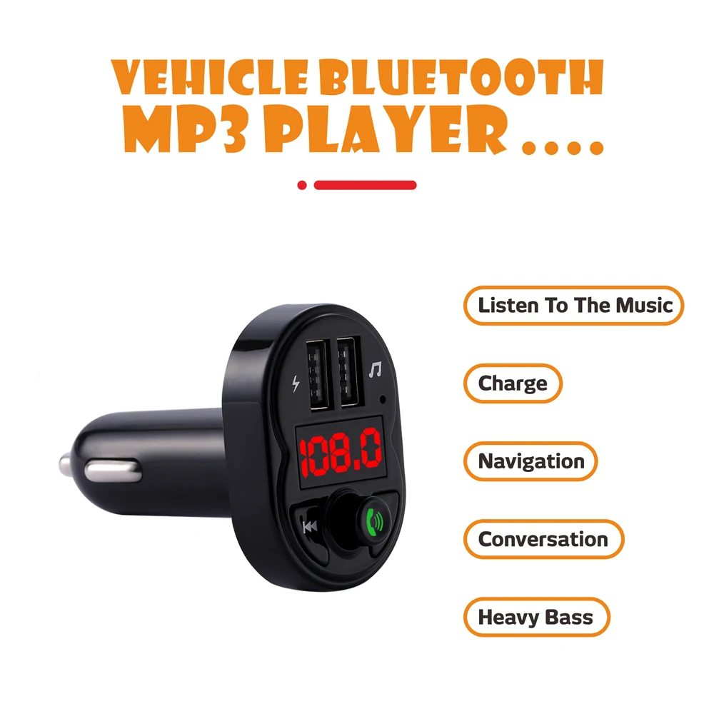 Car Bluetooth 5.0 Fm Transmitter Aux Handsfree Wireless Car Kit Dual Usb Car Charger Auto Radio Fm Modulator Mp3 Player Adapter