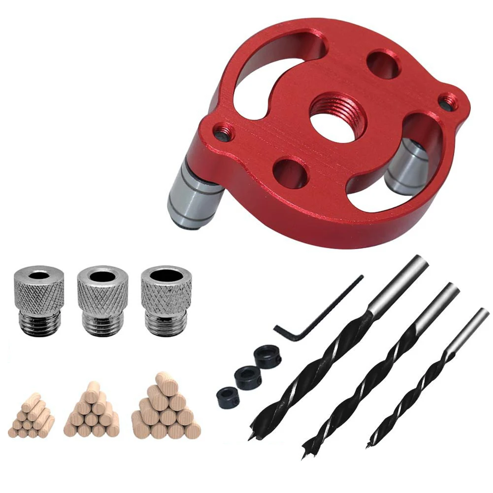 

Woodworking Drill Locator Kit Pocket Hole Jig with 3 Drill Bushings for Precise For Angle Drilling in Various Thicknesses