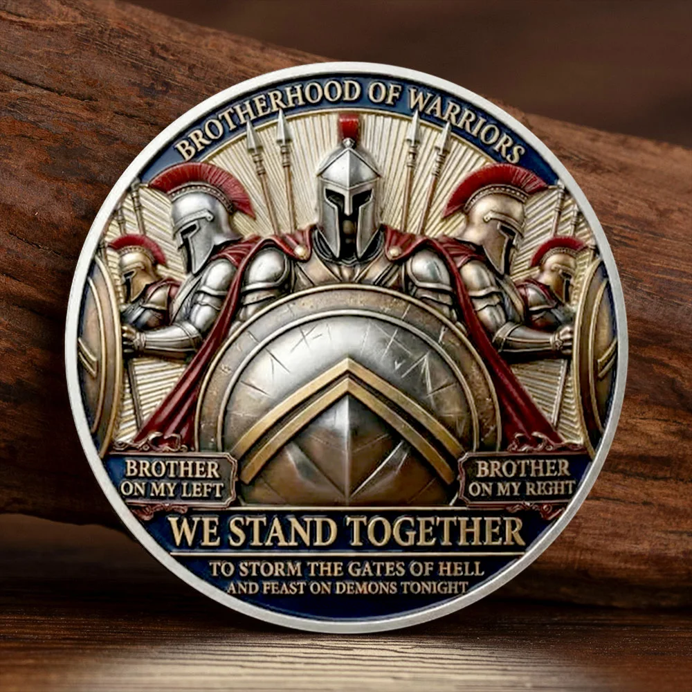 Brotherhood Warriors Silvery Plated Commemorative Coin Brother We Stand Together Collection Coin