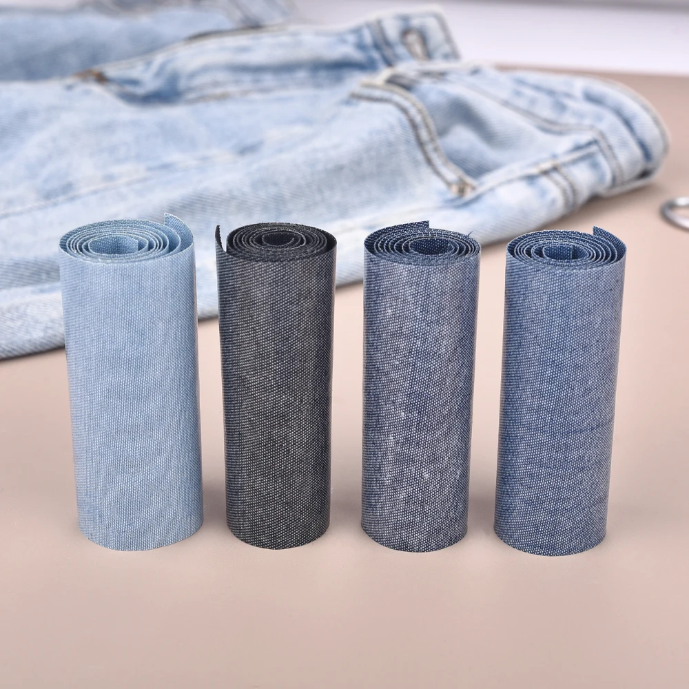 8cm x 51cm Jean Iron on Patches Rectangle Black Blue Patch For Inside and Outside Denim Garment Jacket Hole Repairing Decoration