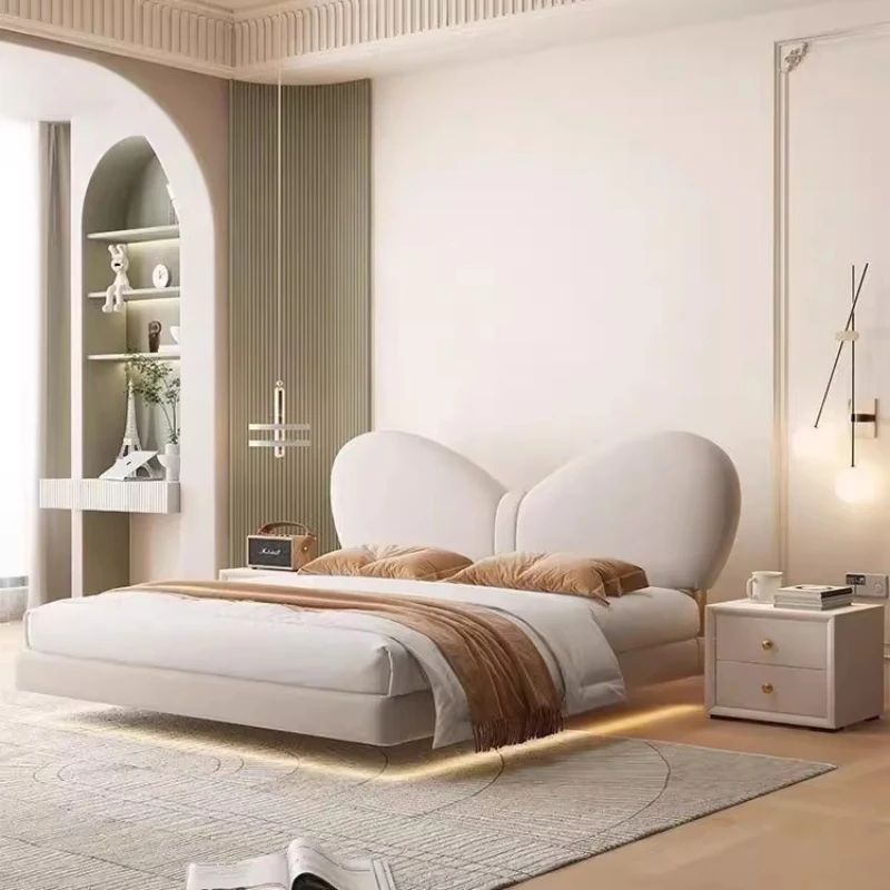 Princess Fashionable Bed Aesthetics Designer Comfortable Wedding Reading Beds Relax White European Wood Cama Casal Furniture