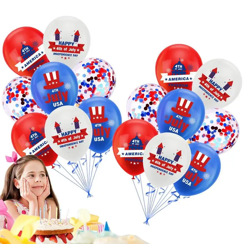 Independence Day Decor Balloons 16 Pcs Multifunctional Balloon Ornament Patriotic White And Red Blue Confetti For 4th Of July