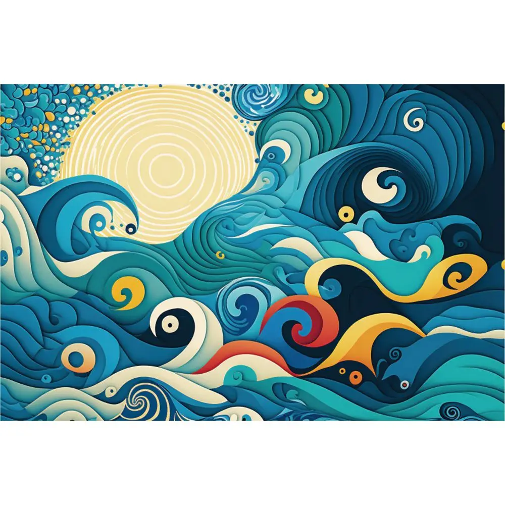 Japanese Style Ukiyoe Photography Backdrops Decoration Ocean Waves Vortex Custom Children Photocall Photo Backgrounds Accessory