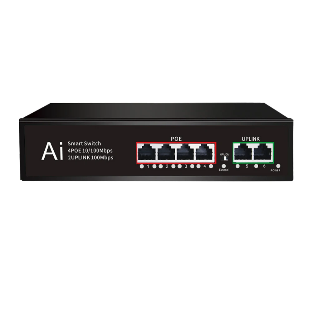 10/100M POE Ethernet Switch with 4 X 10/100M Ports to 2 X RJ45 Uplink High Performance Network Switches