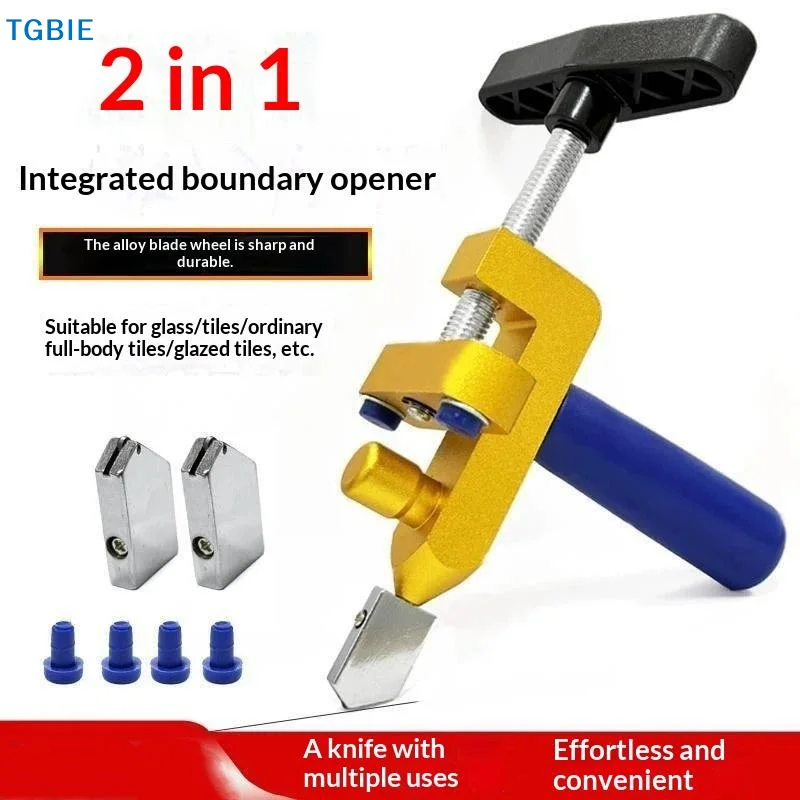 [TL]2 In 1 Glass & Ceramic Cutter Diamond Roller Wheel Heavy Duty Cutting Tool for Tile Stained Glass DIY Handicraft Making
